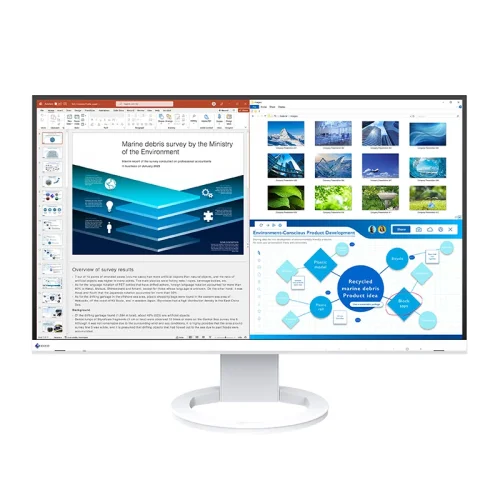 Monitor Eizo EV2720S biały – widok z przodu z włączonym ekranem WQHD 27