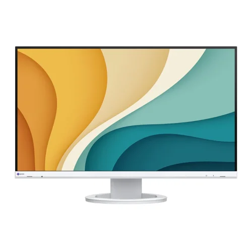 Monitor Eizo EV2720S biały – widok z przodu z włączonym ekranem, pełny obraz.