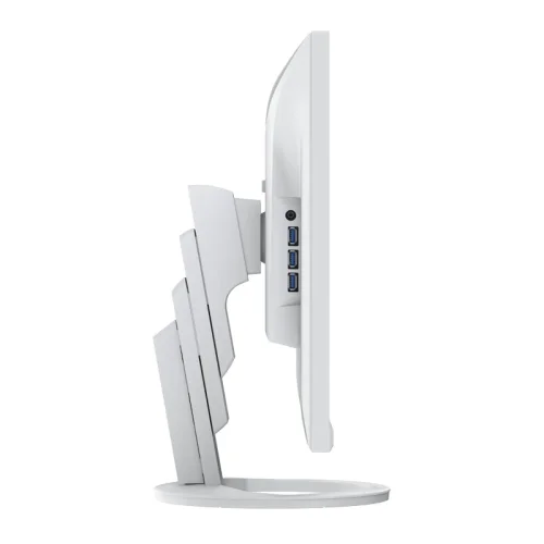 Monitor Eizo EV2720S biały – widok boczny z trzema portami USB i gniazdem audio.