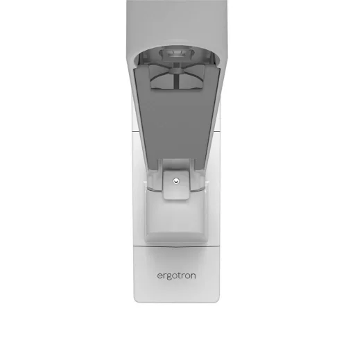 Detal konstrukcji Ergotron LX Pro Wall w kolorze białym – solidny mechanizm montażu do ściany.