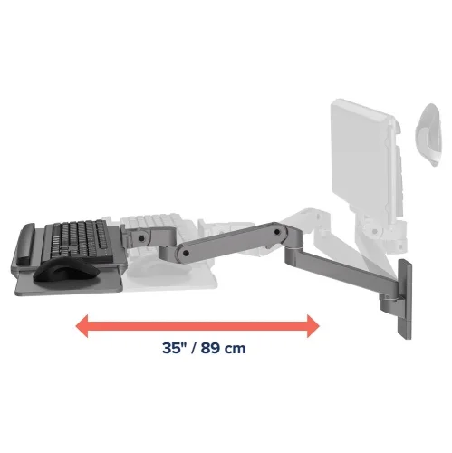 Uchwyt ścienny Ergotron LX Pro w kolorze ciemnoszarym – zasięg ramienia do 89 cm dla wygodnej pracy.