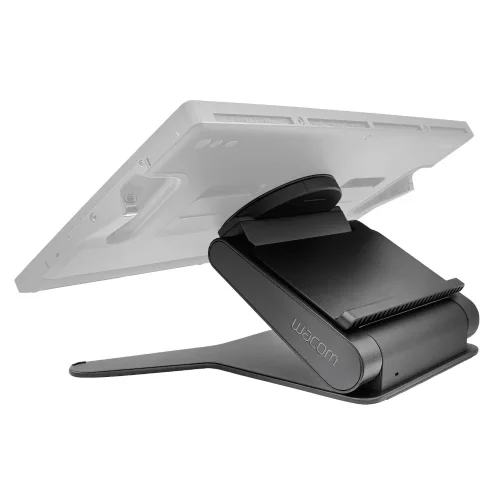 Stojak do Wacom Cintiq Pro 27 daje możliwość płynnej regulacji wysokości oraz kąta pochylenia. Zdjęcie ukazuje konstrukcję od tyłu i podkreśla solidne wykonanie oraz szeroki zakres ruchu.