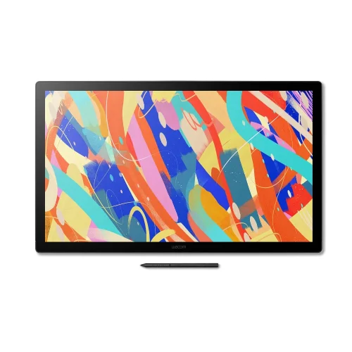 Tablet ekranowy Wacom Cintiq 24 z piórkiem Pro Pen 3 gotowym do pracy. Duży wyświetlacz 2.5K zapewnia precyzję i wygodę rysowania.
