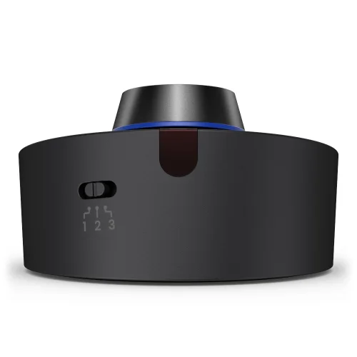 Ten widok pokazuje tył kontrolera Hotkey Puck G3 który ułatwia zmianę trybów oraz szybką obsługę monitora BenQ. Pokrętło działa precyzyjnie i poprawia wygodę pracy przy codziennych zadaniach.