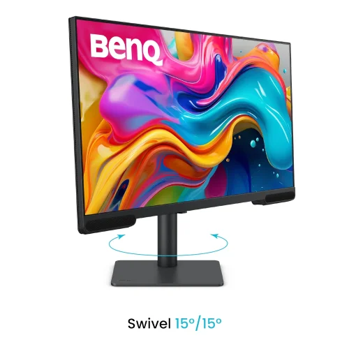 Monitor BenQ PV3200U oferuje obrót piętnaście stopni w obie strony co ułatwia współpracę i pracę przy wielu zadaniach. Konstrukcja zapewnia płynny i stabilny ruch.