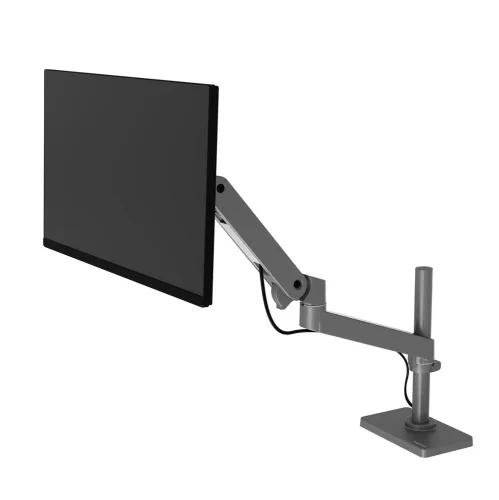 Uchwyt do monitora LX Pro z systemem prowadzenia kabli pomaga zachować estetykę i porządek na biurku.