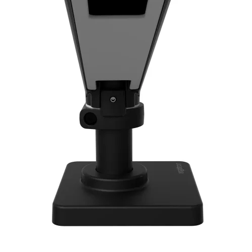 Ramię do monitora LX Pro z ogranicznikiem obrotu pozwala bezpiecznie ustawić ekran przy biurku stojącym przy ścianie.