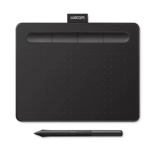 tablet graficzny Wacom Intuos S czarny z piórkiem Wacom Pen 4K i przyciskami ExpressKeys, kompaktowy tablet do rysowania do komputera Mac i Windows