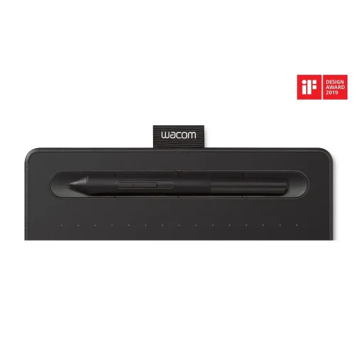 tablet graficzny Wacom Intuos S czarny z piórkiem w uchwycie oraz nagrodą iF Design Award nowoczesny tablet piórkowy do rysowania