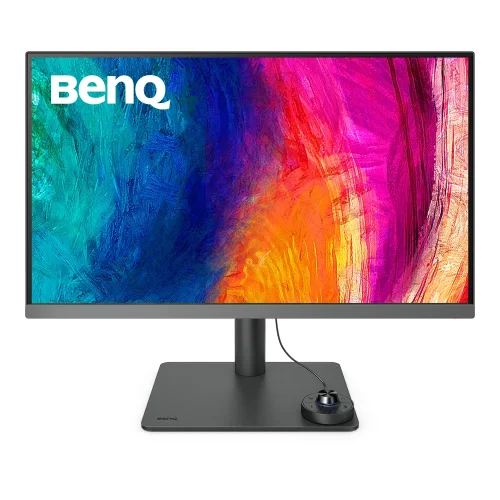 BenQ PD2706U z kontrolerem Hotkey Puck G2 pozwala szybko zmieniać ustawienia obrazu. Wygodna kontrola jasności i trybów pracy bez przerywania projektowania.
