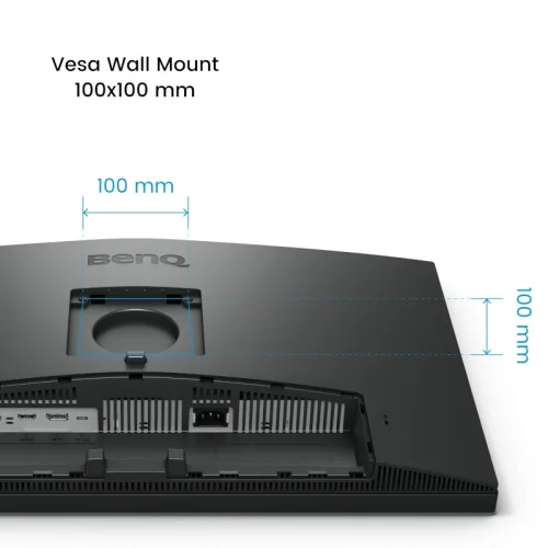 Monitor BenQ PD2706UA z mocowaniem VESA 100x100 mm umożliwia montaż na ramieniu lub uchwycie ściennym. Elastyczna instalacja zwiększa ergonomię stanowiska pracy i pozwala lepiej dopasować pozycję monitora.