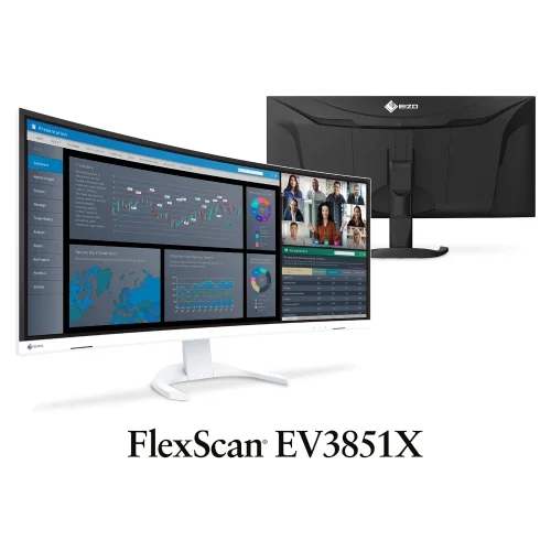 EIZO FlexScan EV3851X, monitor ultrawide 37,5 cala w wersji czarnej i białej.