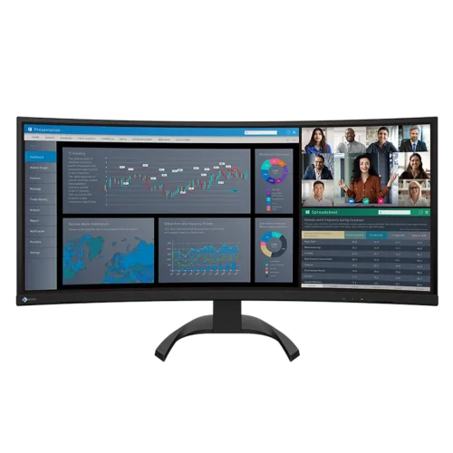 Czarny monitor EIZO FlexScan EV3451X-BK 34,1 cala ultrawide do pracy na wielu oknach.