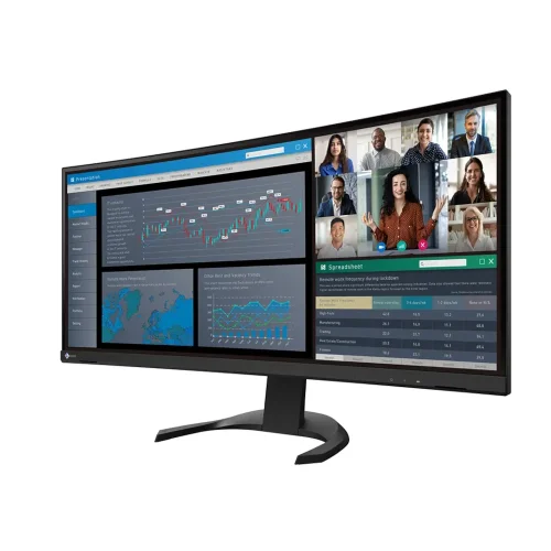 EIZO FlexScan EV3451X-BK czarny monitor ultrawide 34,1 cala w ujęciu pod kątem.