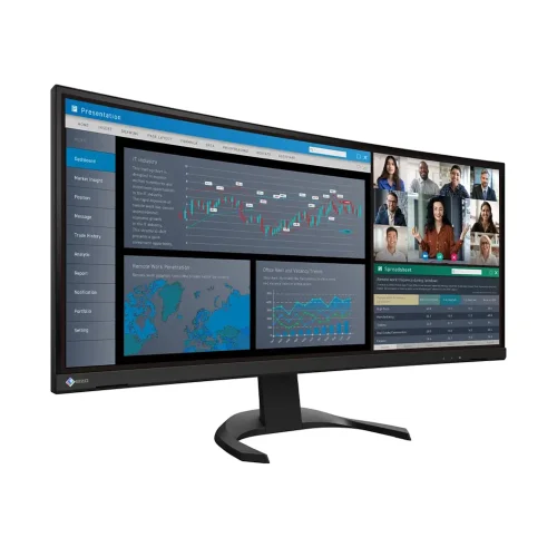Monitor EIZO EV3451X-BK z ekranem UWQHD 3440 × 1440 px do pracy biurowej.