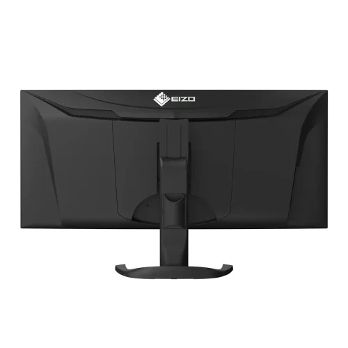 Czarny EIZO FlexScan EV3451X-BK pokazany od tyłu z logo EIZO i regulowaną podstawą.