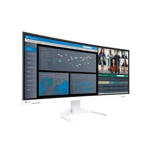 Biały monitor EIZO FlexScan EV3451X-WT ultrawide 34,1 cala do pracy na wielu oknach.