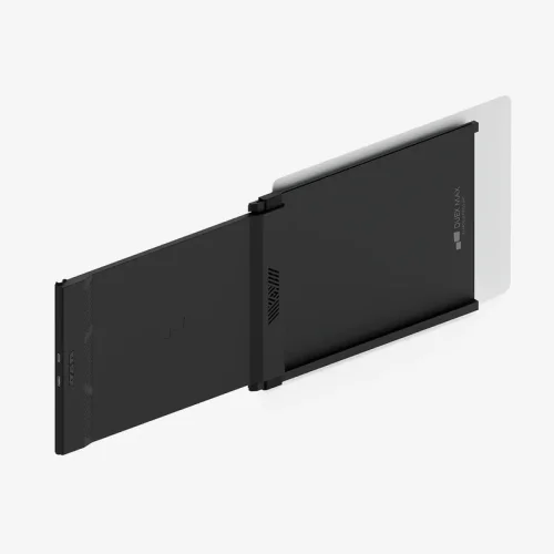 Mobile Pixels Duex Max DS z wysuwaną konstrukcją mocowaną do laptopa i smukłą obudową z ABS i aluminium.