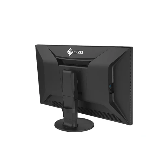 Tył monitora EIZO ColorEdge CS3200X z podstawą i bocznymi portami USB, konstrukcja profesjonalnego monitora graficznego 31,5 cala 4K.