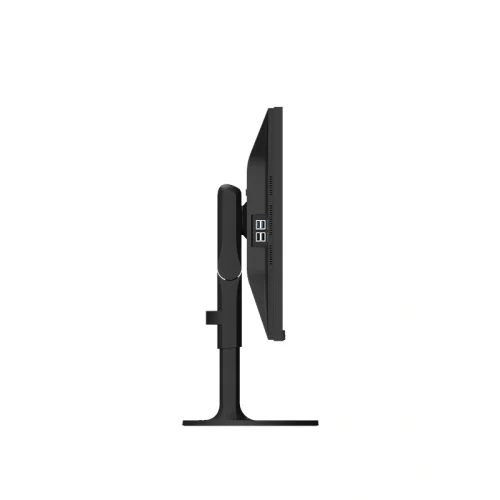 Profil boczny EIZO ColorEdge CS3200X pokazujący smukłość obudowy, regulowaną podstawę i boczne porty USB monitora graficznego 31,5 cala.