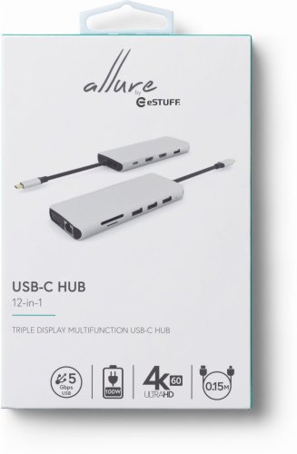 eSTUFF USB-C Triple - stacja dokująca | 12 portów