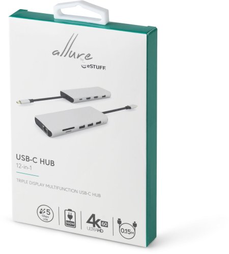 eSTUFF USB-C Triple - stacja dokująca | 12 portów