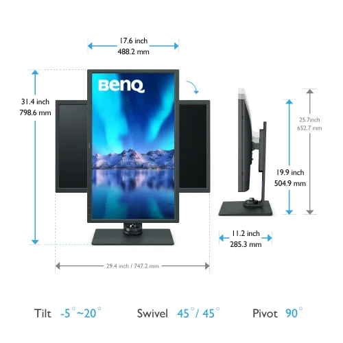 Monitor BENQ SW321C - wymiary