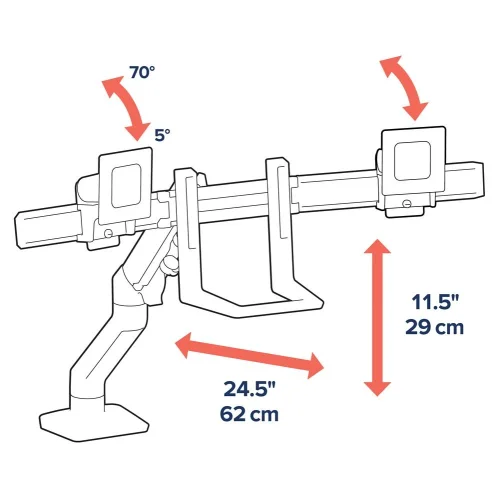 Ergotron - HX Desk Dual Monitor Arm - uchwyt do 2 monitorów na biurko (czarny)