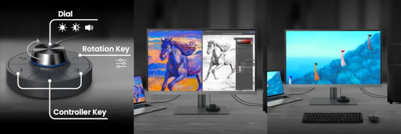 BenQ PD2706U z USB-C 90W, KVM i Hotkey Puck G2