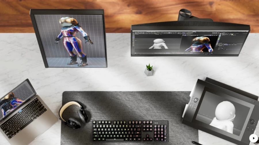 BenQ Ergo Arm przykładowy setup na biurku