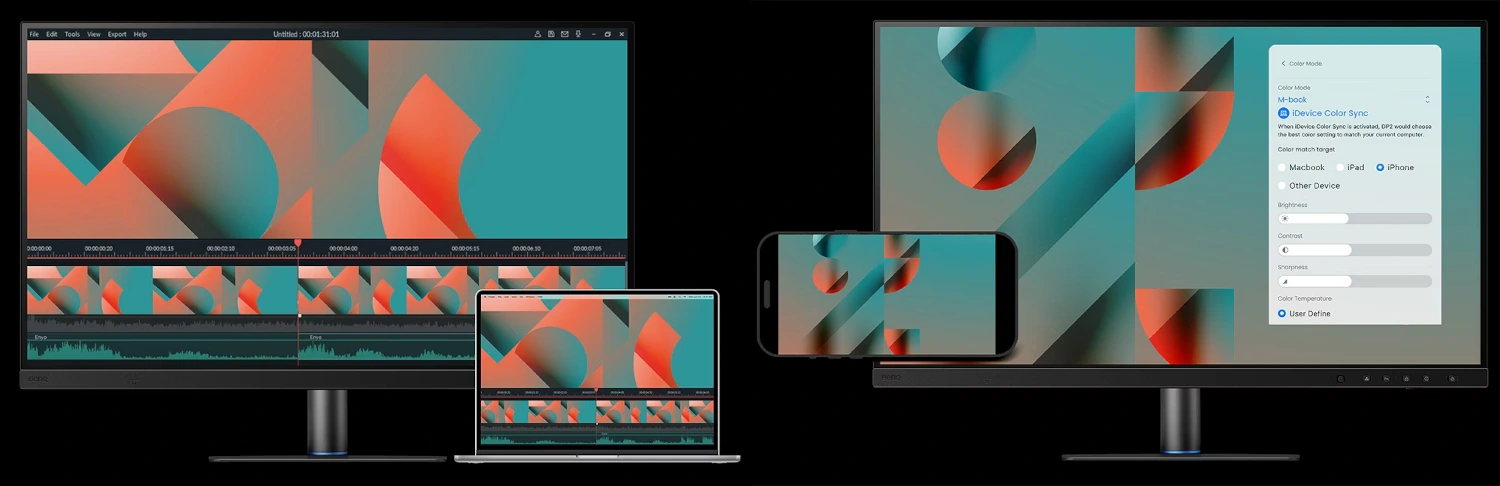 Porównanie obrazu na monitorze BenQ PV3250U oraz urządzeniu Apple