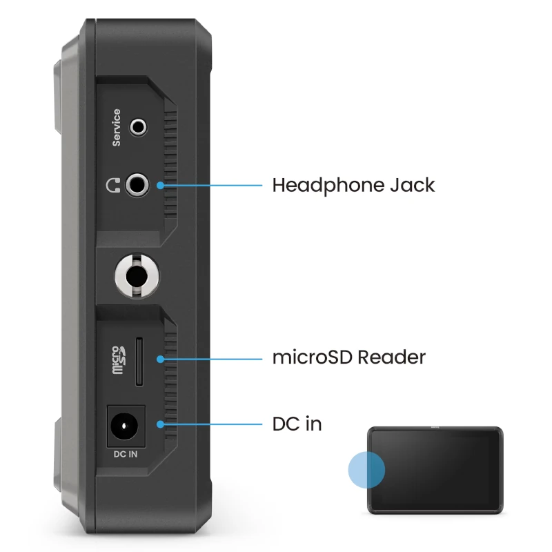 Czytnik microSD, wyjście słuchawkowe i zasilanie DC monitora BenQ PVS7