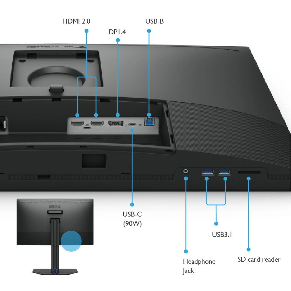 Porty wejścia i wyjścia monitora BenQ SW272QN