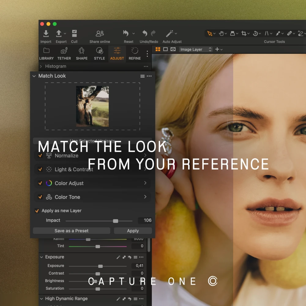 Capture One Match Look i automatyczne dopasowanie stylu kolorystycznego zdjęć