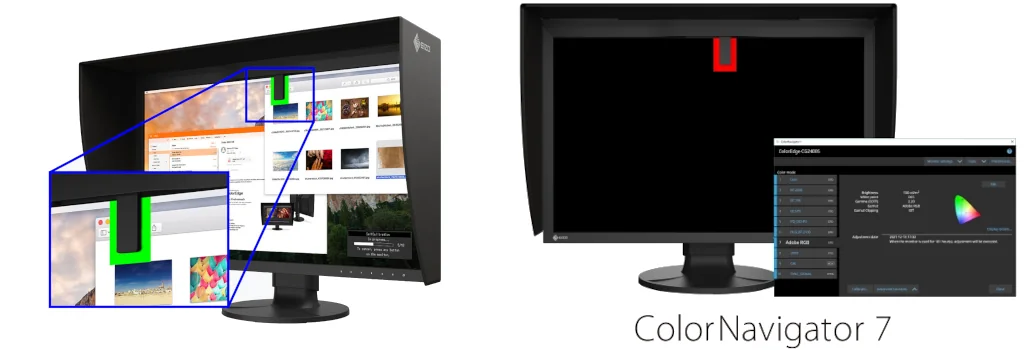 Eizo CG2400S jest kalibrowany sprzętowo i ma wbudowany kalibrator