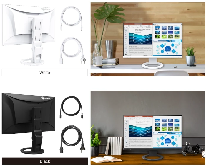 Eizo EV2720S biały i czarny z dopasowanymi kablami