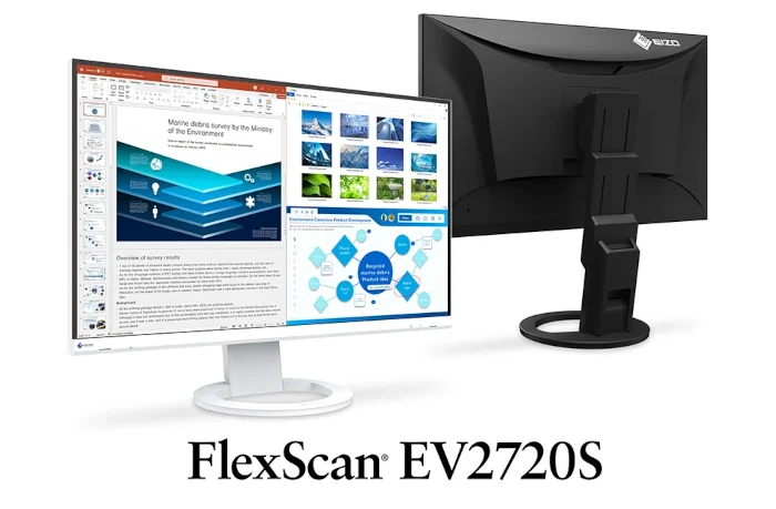 Eizo EV2720S biały widok z przodu ekran włączony