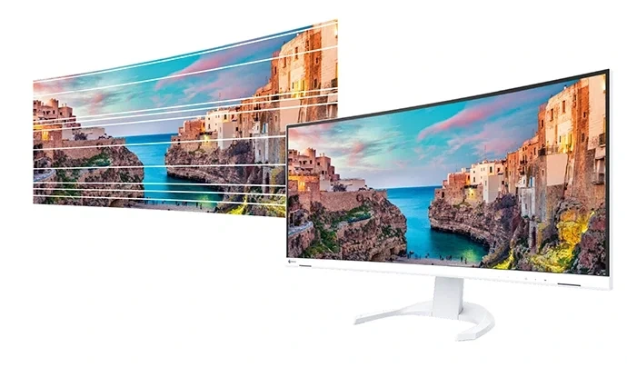 EIZO EV3451X-WT ogranicza migotanie obrazu i poprawia komfort pracy przy monitorze.
