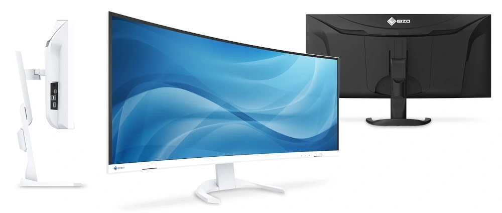 Design EIZO EV3851X-WT. Smukły biały monitor ultrawide do biura premium.