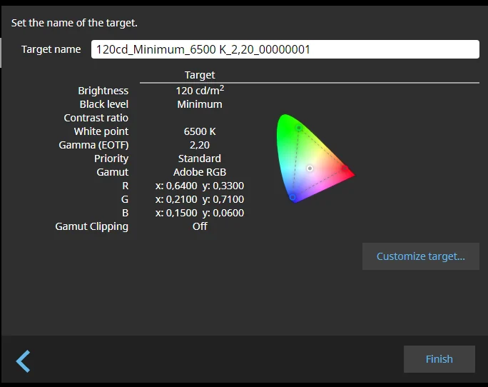 podsumowanie utworzonego celu kalibracyjnego