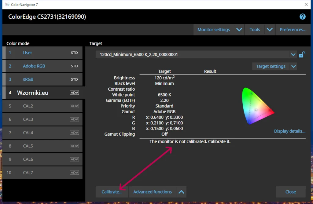 Rozpoczęcie procesu kalibracji