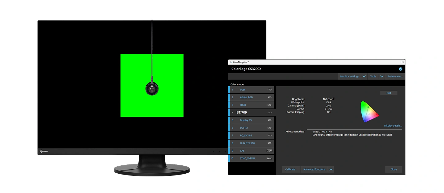 Sprzętowa kalibracja EIZO CS3200X z ColorNavigator 7 i zewnętrznym czujnikiem