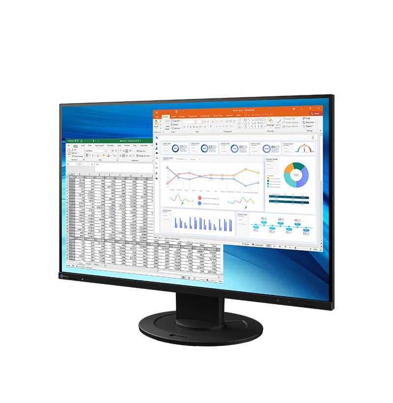 Czarny monitor EIZO FlexScan EV2410R-BK 24,1 cala WUXGA 1920 × 1200 do biura.