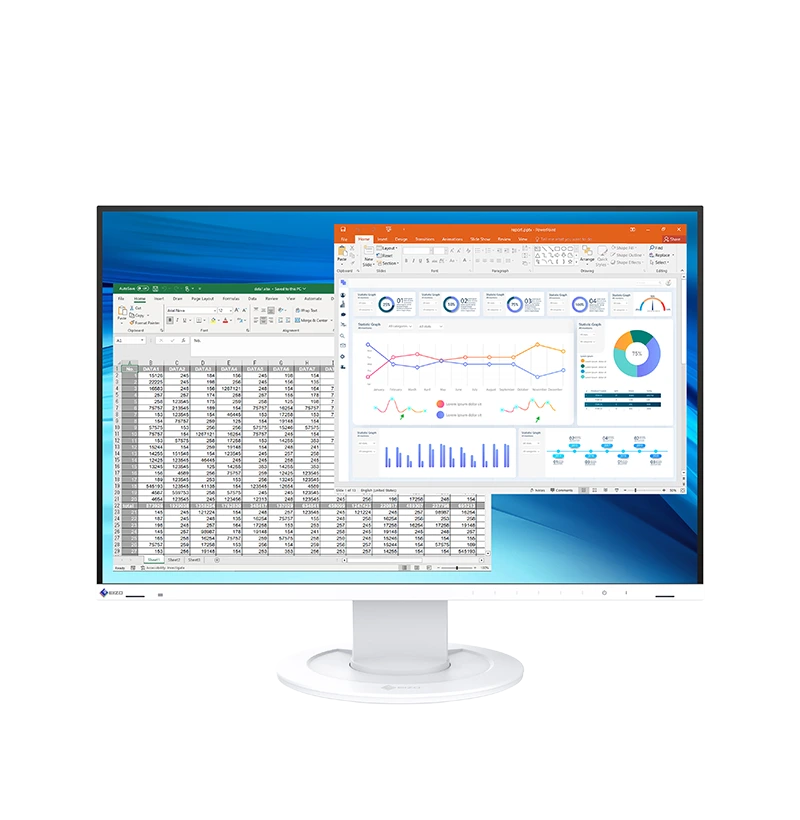 Biały monitor EIZO FlexScan EV2410R-WT 24,1 cala WUXGA 1920 × 1200 do biura.