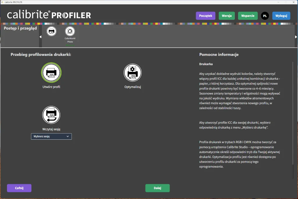 Calibrite profiler 3.0 profilowanie drukarki