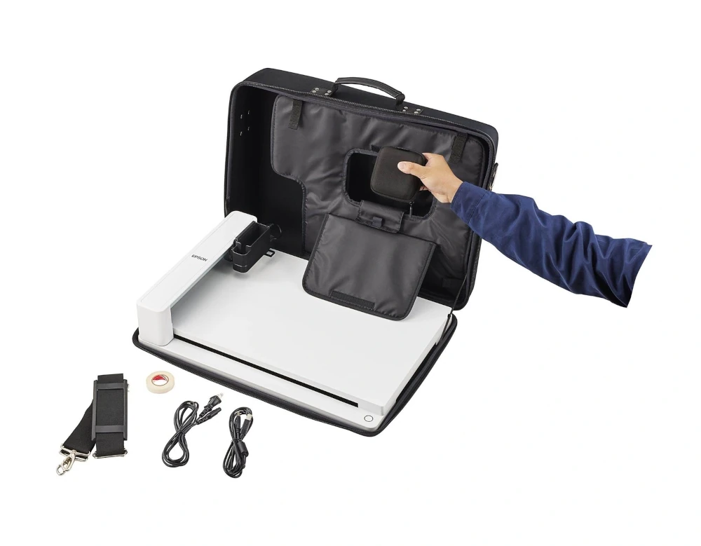 Epson SD-10 Automated Scanning Table z akcesoriami, kablami, paskiem transportowym i walizką do przenoszenia