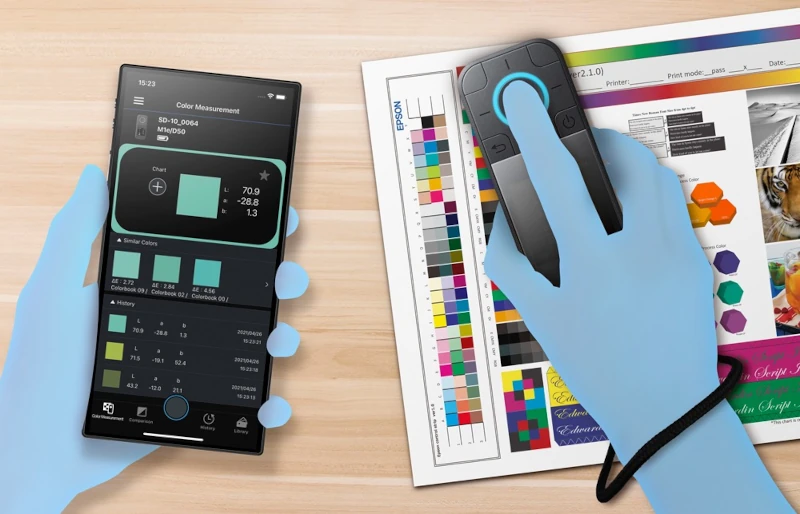 Pomiar kolorów próbek i wydruków spektrofotometrem Epson SD-10