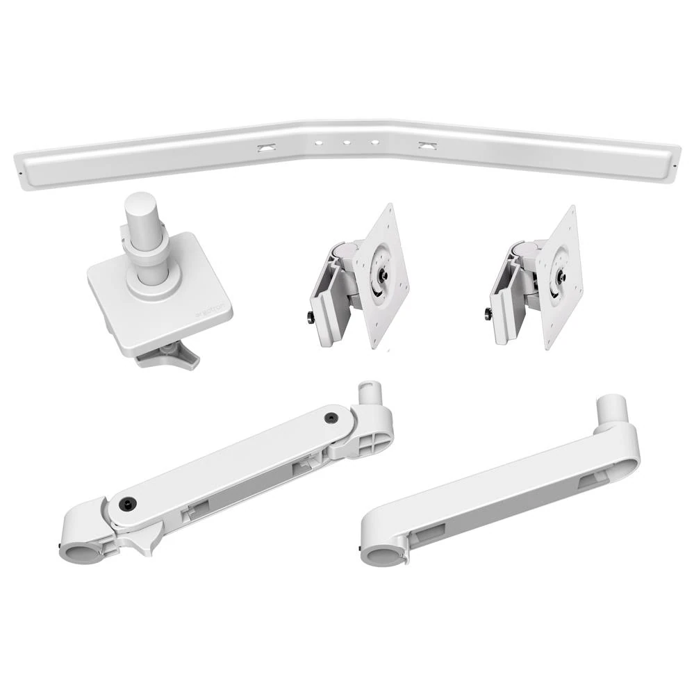 zawartość zestawu, biały uchwyt na dwa monitory do biurka, Ergotron LX Pro Dual Direct