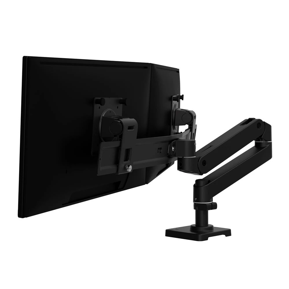 ramię do monitora na dwa ekrany Ergotron LX Pro Dual Direct, porządek kabli, montaż do biurka