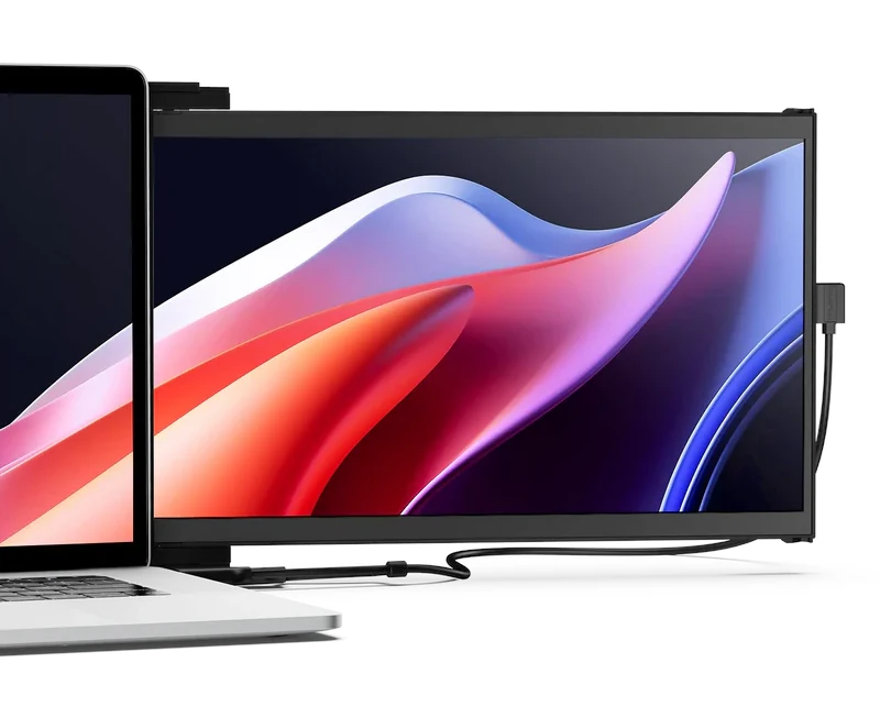 Mobile Pixels Duex Max DS podłączony do laptopa jako boczny monitor Full HD